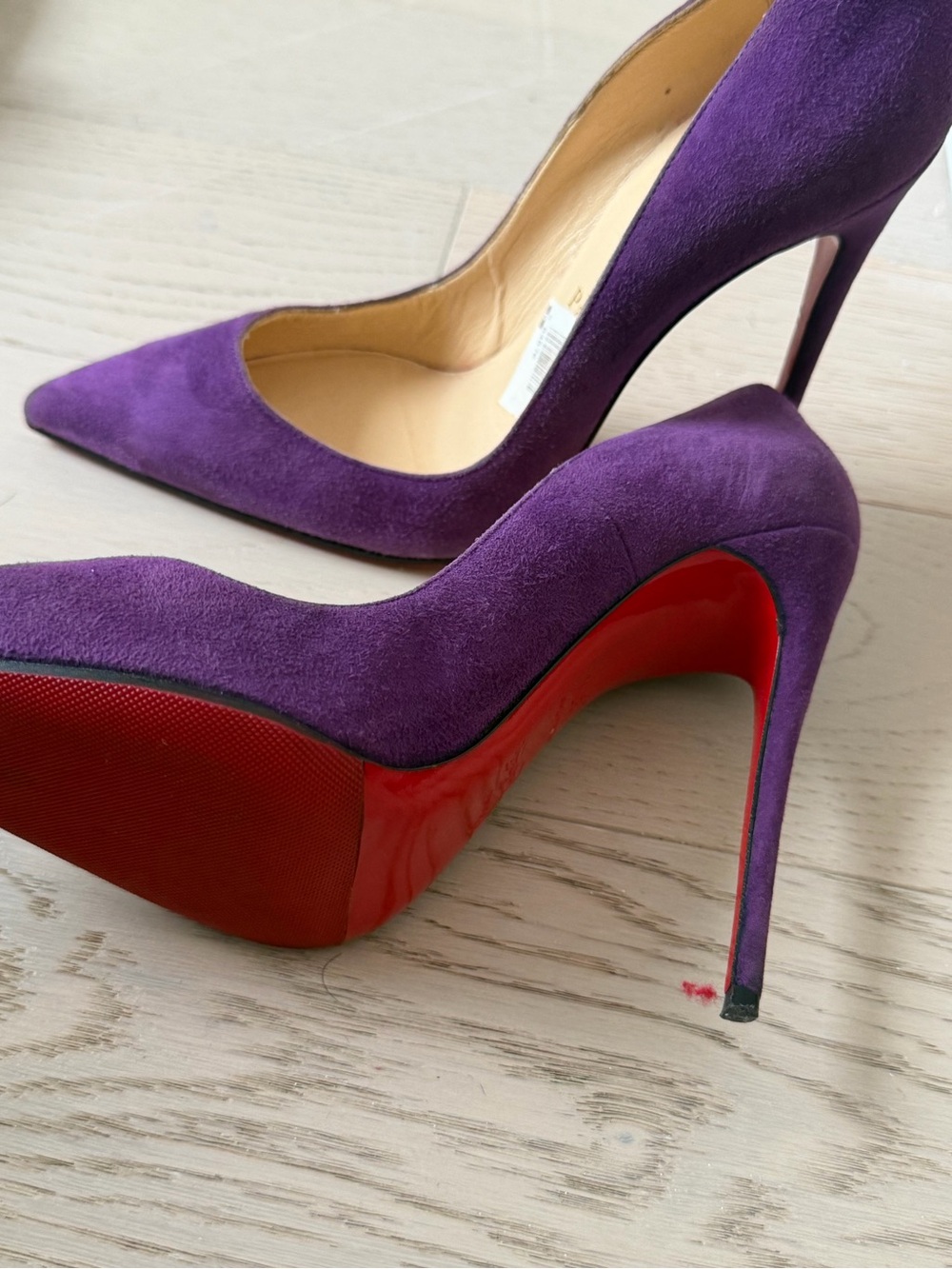 Christian Louboutin Purple Suede Pointed-Toe Pumps - Picture 3 of 7